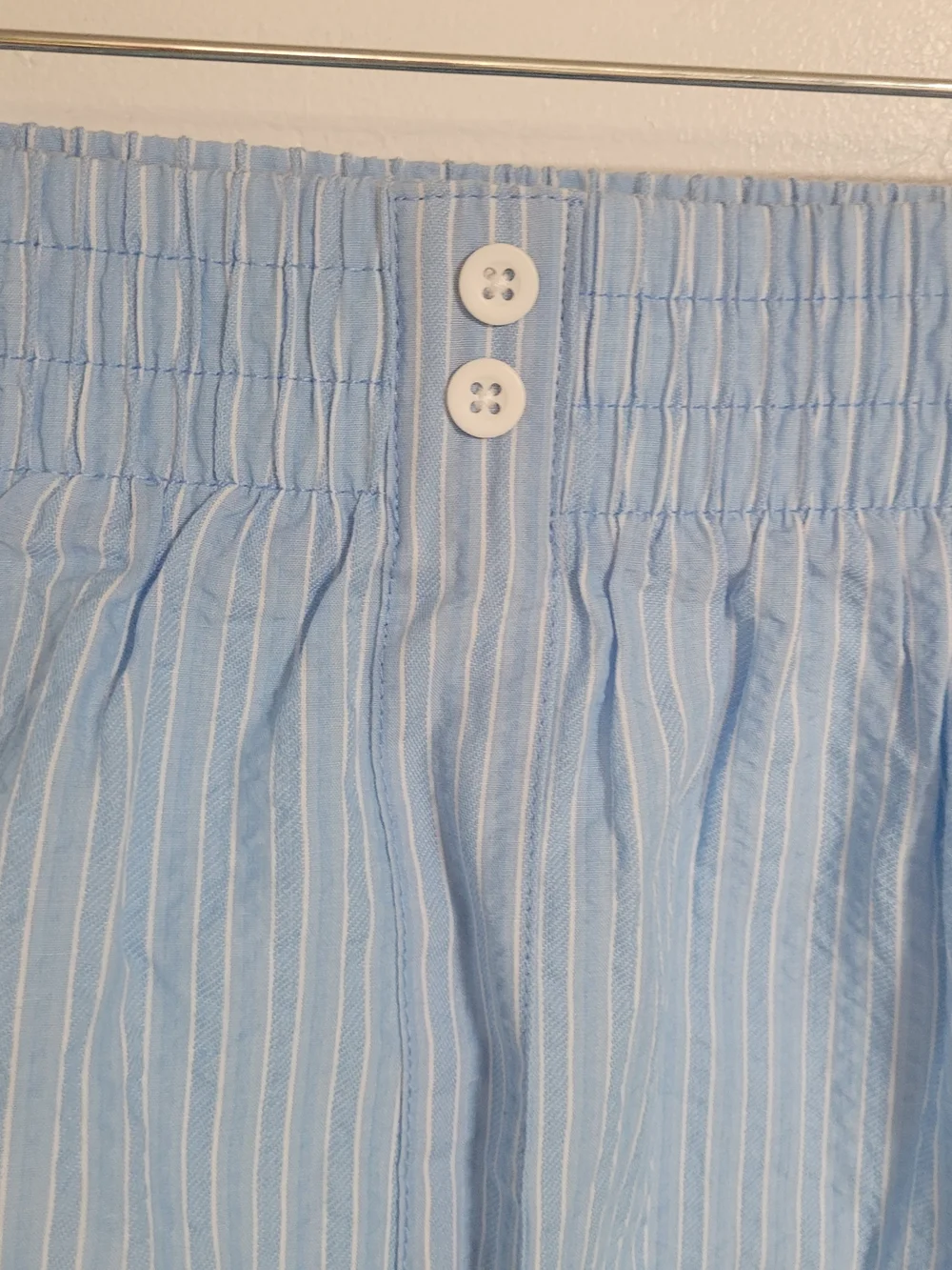 Blue & White Pinstripe Elastic-Waist Mini Skirt
